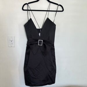 Mango Black Mini Dress with Bow Accent